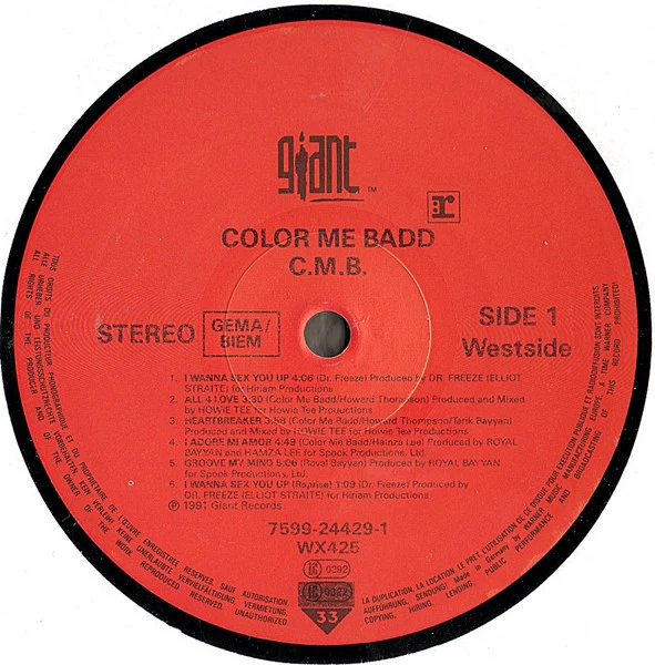 Color Me Badd - C.M.B. (LP, Album) - Image 3