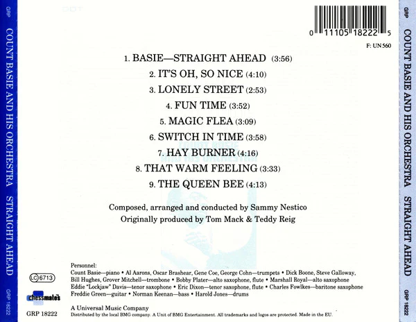 Count Basie And His Orchestra* - Straight Ahead (CD, Album, RE) - Image 2