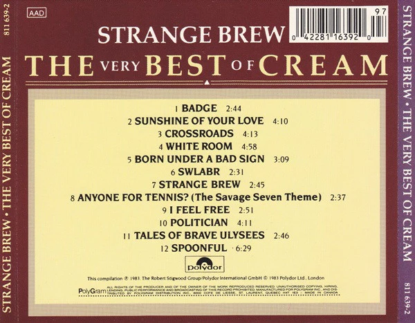 Cream (2) - Strange Brew - The Very Best Of Cream (CD, Comp, RE) - Image 3