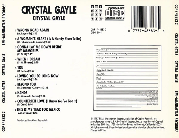 Crystal Gayle - Crystal Gayle (CD, Album, RE) - Image 3