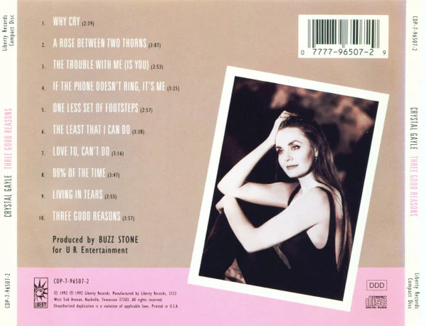 Crystal Gayle - Three Good Reasons (CD, Album) - Image 2