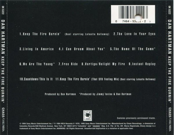 Dan Hartman - Keep The Fire Burnin' (CD, Album) - Image 2