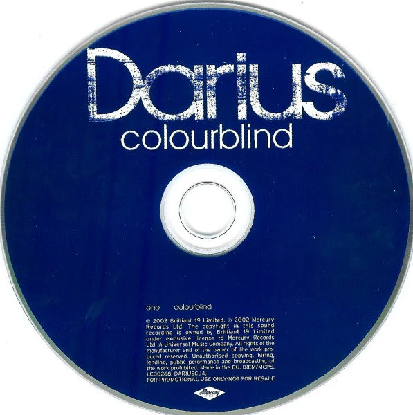 Darius (7) - Colourblind (CD, Single, Promo) - Image 3