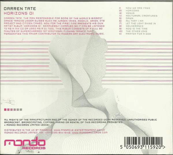 Darren Tate - Horizons 01 (CD, Album, Mixed, Dig) - Image 2