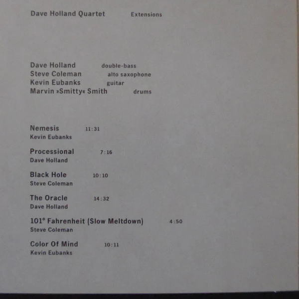 Dave Holland Quartet* - Extensions (CD, Album, RE, Car) - Image 4
