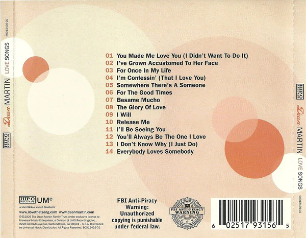 Dean Martin - Love Songs (CD, Comp, RM) - Image 2