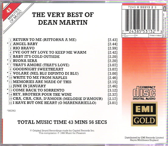 Dean Martin - The Very Best Of Dean Martin (CD, Comp) - Image 2