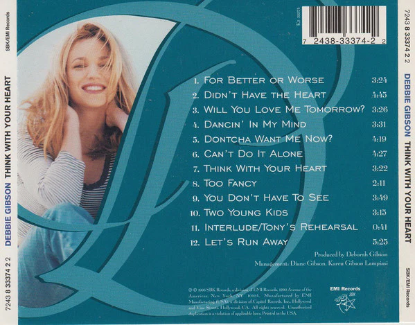 Debbie Gibson - Think With Your Heart (CD, Album) - Image 2