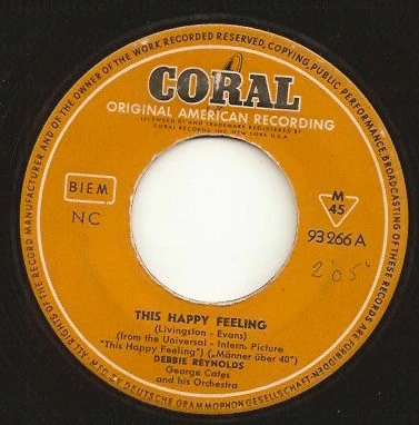 Debbie Reynolds - This Happy Feeling / Hillside In Scotland (7", Single, Mono)