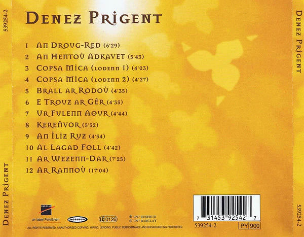Denez Prigent - Me 'Zalc'h Ennon Ur Fulenn Aour (CD, Album) - Image 2