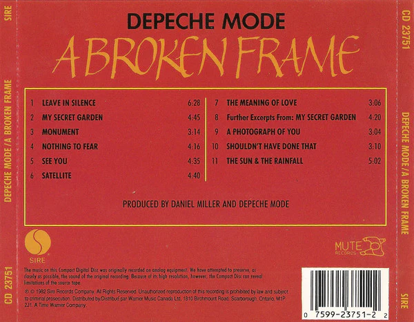Depeche Mode - A Broken Frame (CD, Album, RE) - Image 2