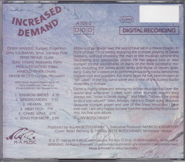 Derek Watkins - Increased Demand (CD, Album) - Image 2