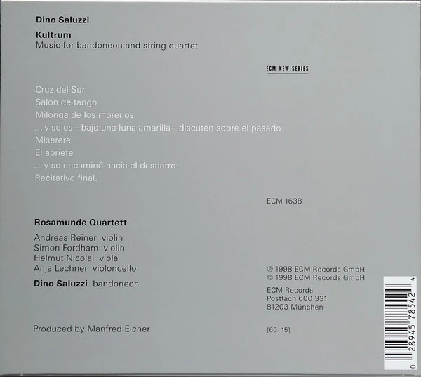 Dino Saluzzi, Rosamunde Quartett - Kultrum (CD, Album) - Image 2