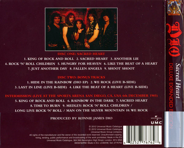 Dio (2) - Sacred Heart (2xCD, Album, RE, RM, Dig) - Image 2