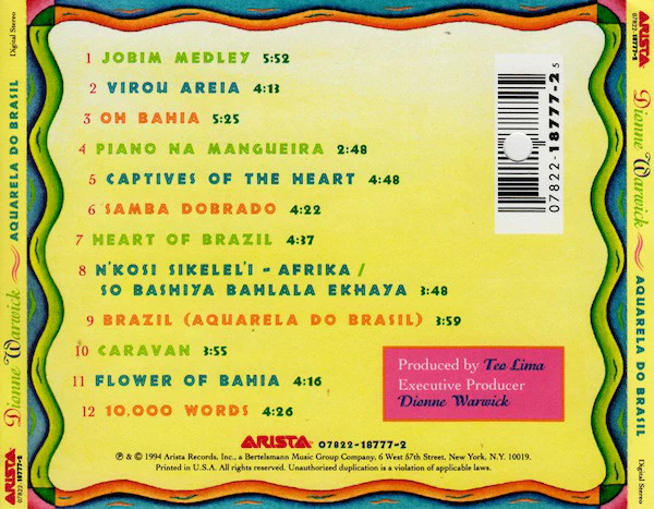 Dionne Warwick - Aquarela Do Brasil (CD, Album) - Image 2