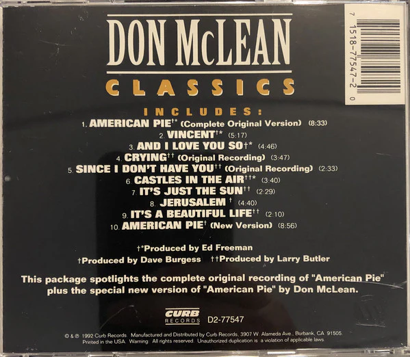 Don McLean - Classics (CD, Comp) - Image 2