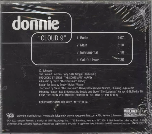 Donnie - Cloud 9 (CD, Single, Promo) - Image 2
