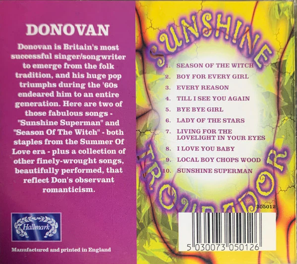 Donovan - Sunshine Troubador (CD, Comp) - Image 2