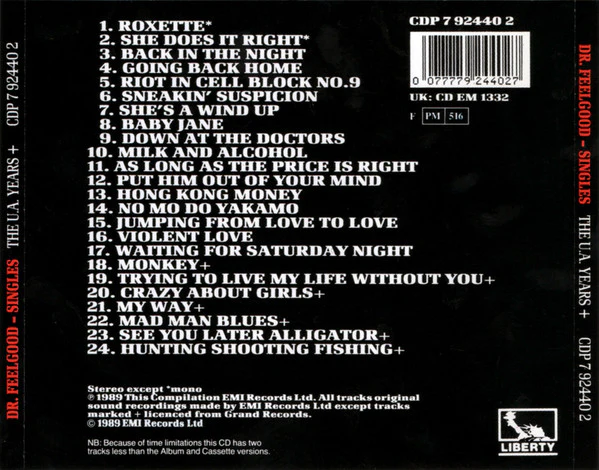 Dr. Feelgood - Singles (The U.A. Years+) (CD, Comp, RP) - Image 3