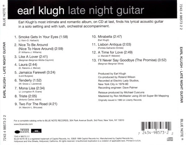 Earl Klugh - Late Night Guitar (CD, Album, RE, RM) - Image 2