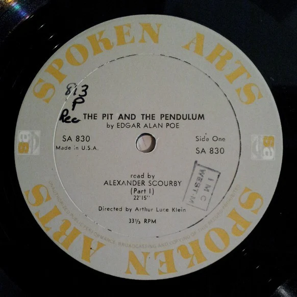 Edgar Alan Poe* Read By Alexander Scourby - The Pit And The Pendulum (LP) - Image 2