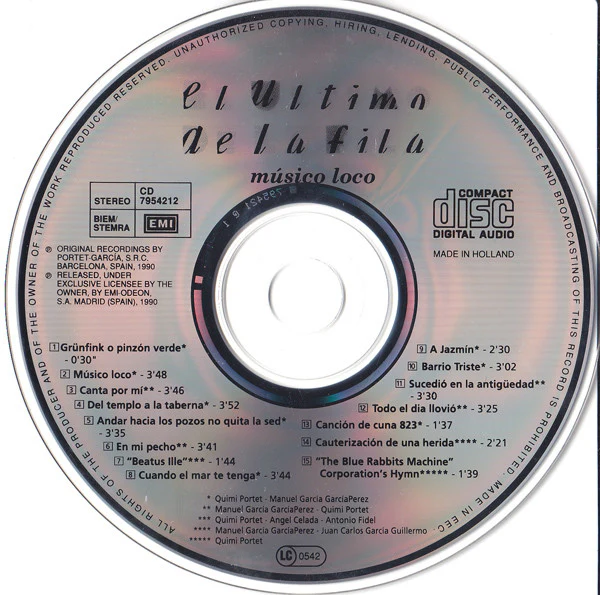 El Último De La Fila - Músico Loco (CD, Album) - Image 3