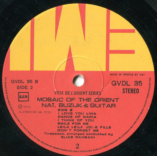 Elias Rahbani - Mosaic Of The Orient (Näi, Buzuk & Guitar) (LP, Album) - Image 4