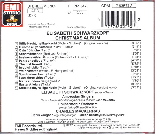 Elisabeth Schwarzkopf - The Christmas Album (CD, Album, Club, RE) - Image 2