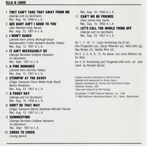 Ella Fitzgerald / Louis Armstrong - Ella Fitzgerald & Louis Armstrong (CD, Comp) - Image 5