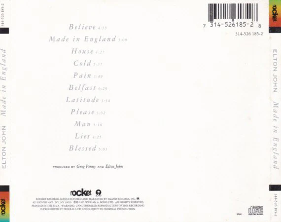 Elton John - Made In England (CD, Album) - Image 5