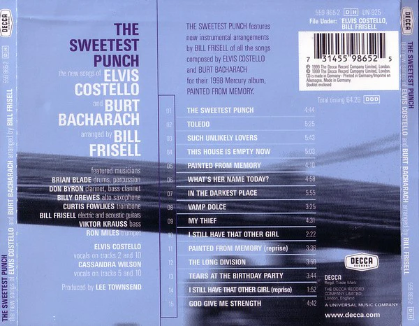 Elvis Costello, Burt Bacharach, Bill Frisell - The Sweetest Punch (The New Songs Of Elvis Costello And Burt Bacharach, Arranged By Bill Frisell) (CD) - Image 3