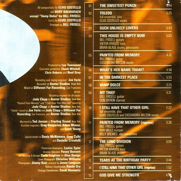 Elvis Costello, Burt Bacharach, Bill Frisell - The Sweetest Punch (The New Songs Of Elvis Costello And Burt Bacharach, Arranged By Bill Frisell) (CD) - Image 5