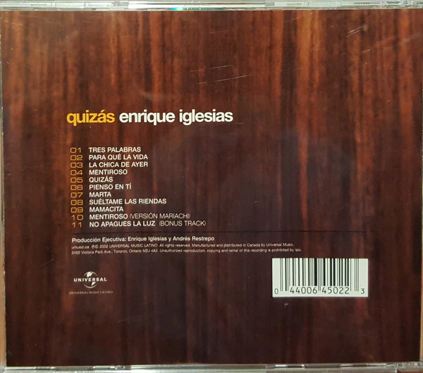 Enrique Iglesias - Quizás (CD, Album + DVD, Comp, NTSC) - Image 2