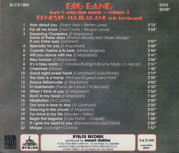 Ernesto Majdalani -  Big Band Jazz & Relaxing Music -  Vol 1 (CD, Album) - Image 2