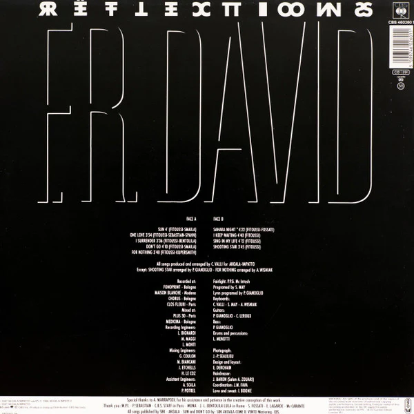 F.R. David - Reflections (LP, Album) - Image 2