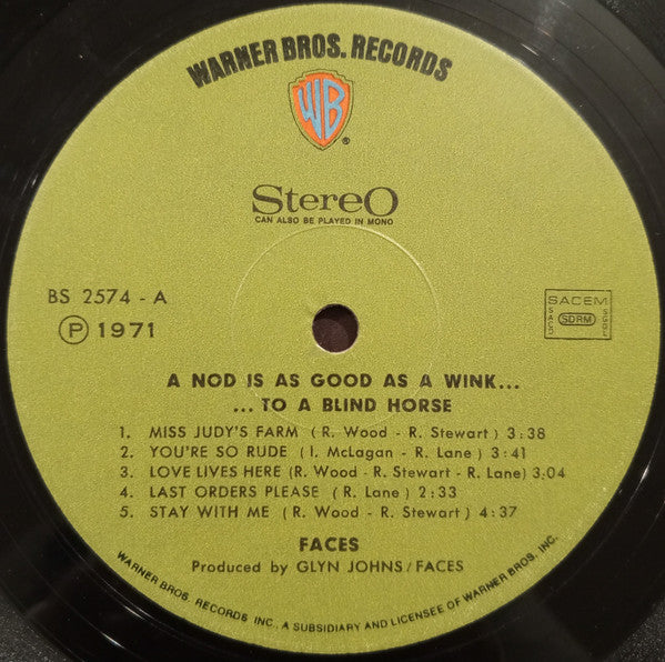 Faces  - A Nod's As Good As A Wink...To A Blind Horse (LP, Album) - Image 3