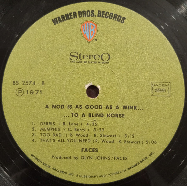 Faces  - A Nod's As Good As A Wink...To A Blind Horse (LP, Album) - Image 4