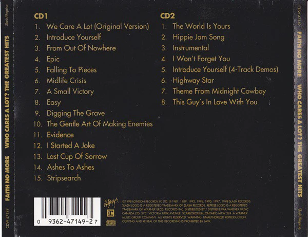 Faith No More - Who Cares A Lot? The Greatest Hits (2xCD, Comp) - Image 2