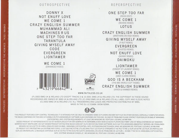 Faithless - Outrospective Reperspective The Remixes (CD, Album, Enh + CD, Comp) - Image 2