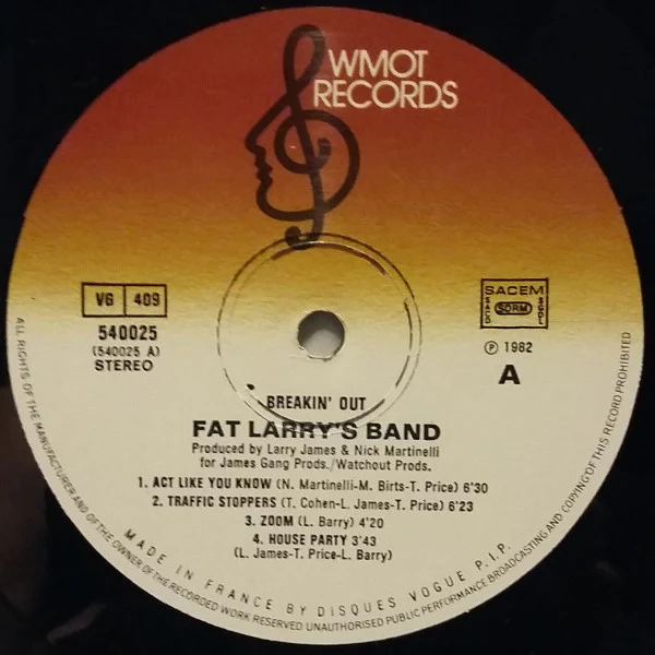 Fat Larry's Band - Breakin' Out (LP, Album) - Image 2