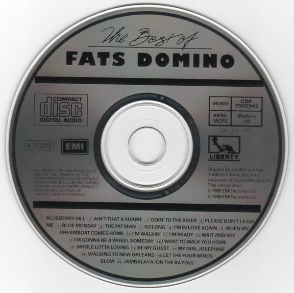 Fats Domino - The Best Of Fats Domino (CD, Comp, Mono) - Image 4