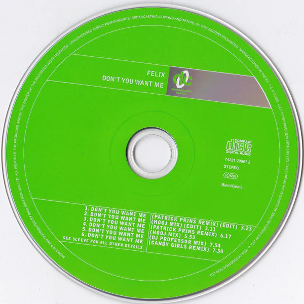 Felix - Don't You Want Me (CD, Single) - Image 3
