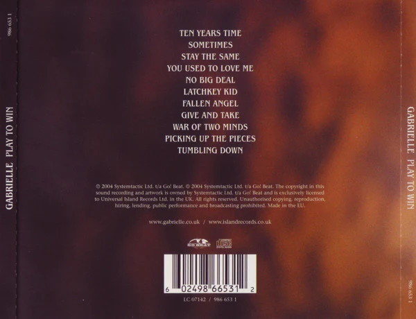 Gabrielle - Play To Win (CD, Album) - Image 2