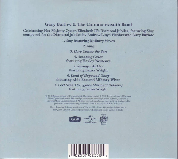 Gary Barlow & The Commonwealth Band - Sing (CD, Album) - Image 4