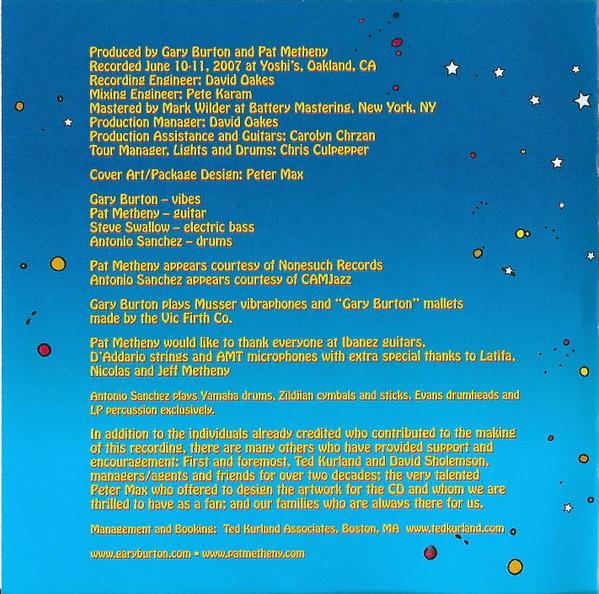 Gary Burton, Pat Metheny, Steve Swallow, Antonio Sanchez  - Quartet Live (CD, Album) - Image 5