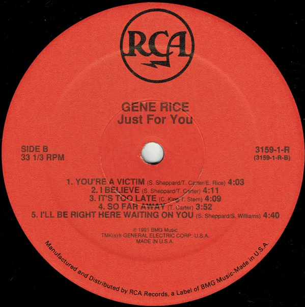 Gene Rice - Just For You (LP, Album) - Image 5