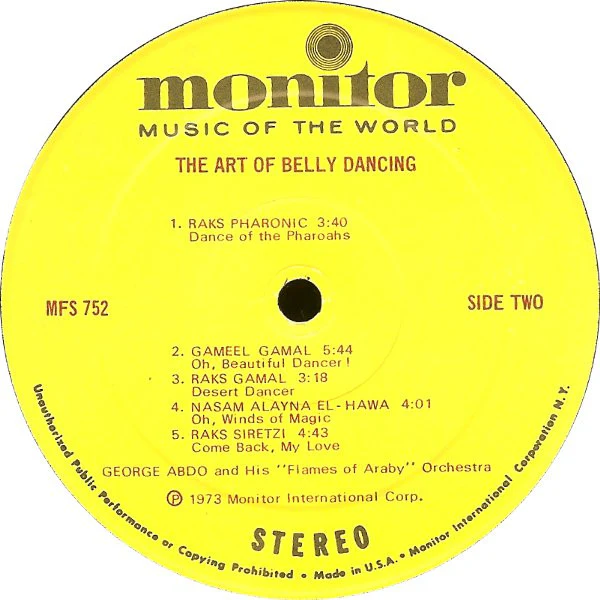 George Abdo And His "Flames Of Araby" Orchestra - The Art Of Belly Dancing (LP, Album, Pre) - Image 4