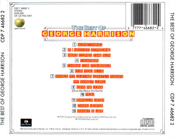 George Harrison - The Best Of George Harrison (CD, Comp, RE, RP) - Image 2