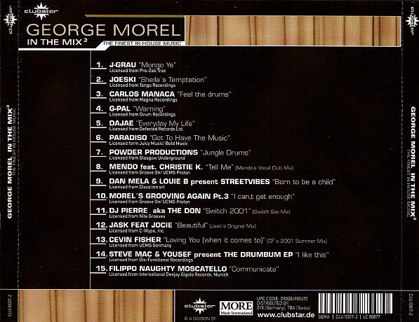 George Morel - In The Mix³ (CD, Comp, Mixed) - Image 2