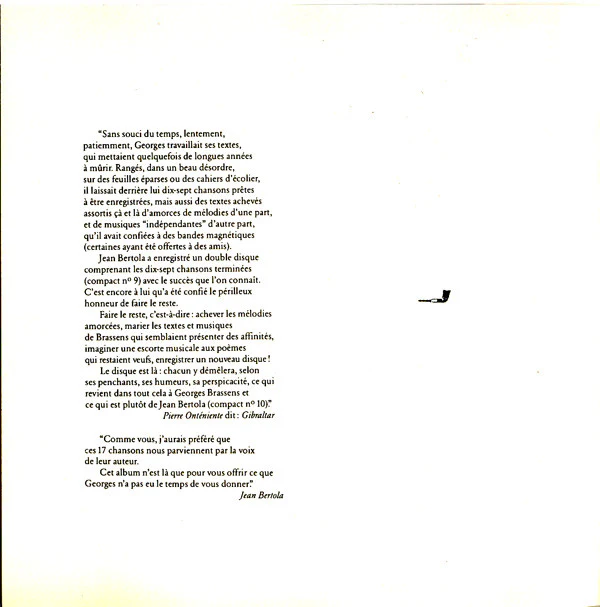 Georges Brassens, Jean Bertola - Dernières Chansons De Brassens Par Jean Bertola (CD, Album) - Image 4